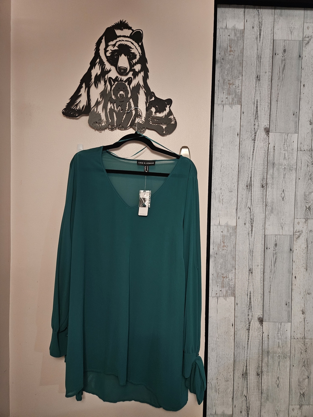 Love & Legend Teal V-Neck Long Sleeve Blouse